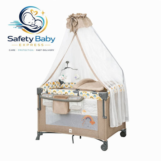 Foldable Baby Bed Portable Baby Playard with Co-Sleeping Function